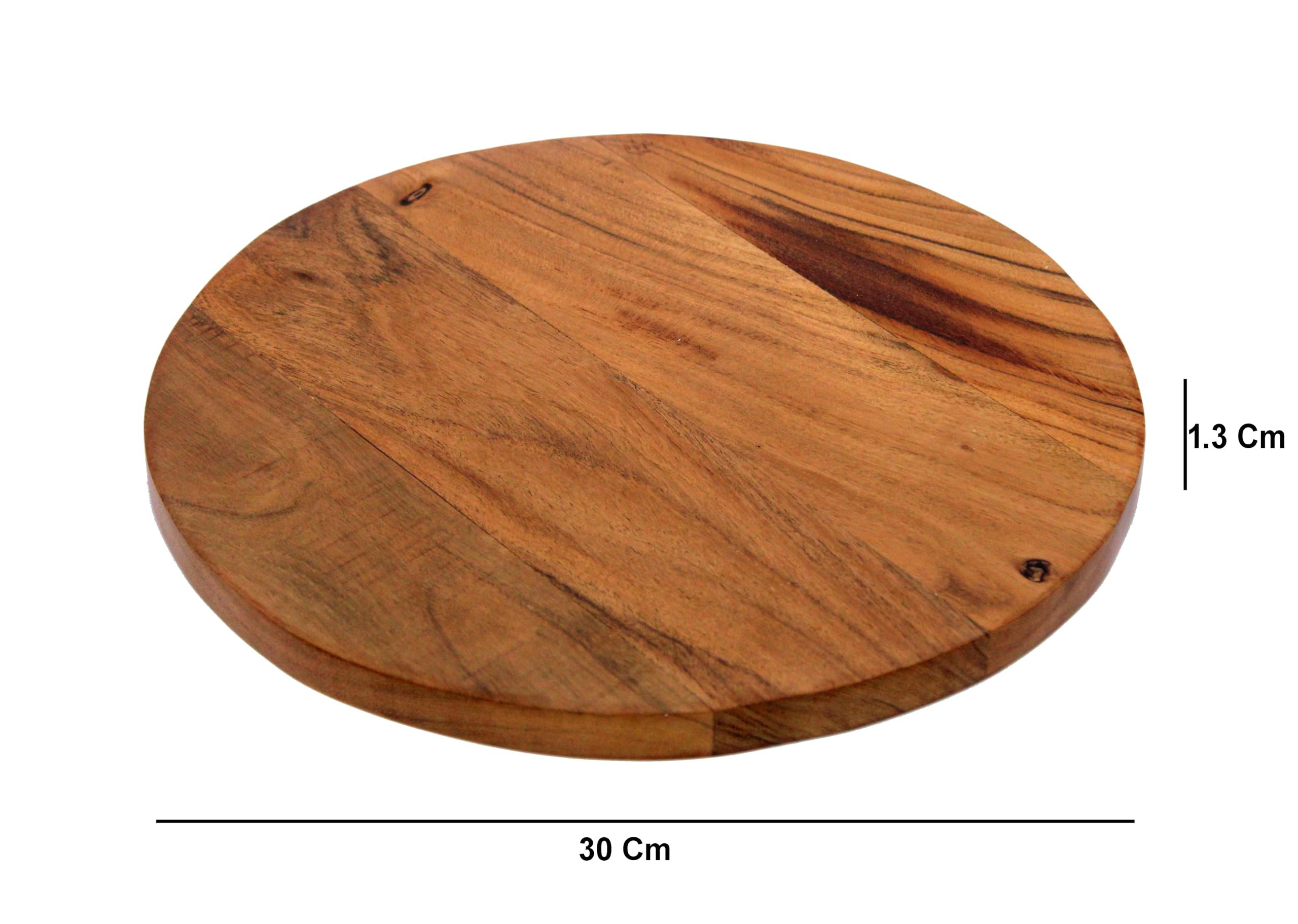 KLEO Wooden Round Chopping Board, Cutting Board, Serving Board | Acacia Wood Plate for Pizza, Vegetables, Fruits, and Cheese