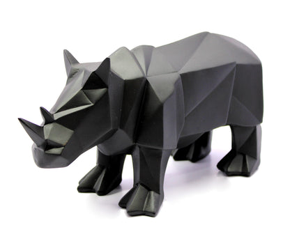 eSplanade Resin Rhino Rhinoceros Sculpture Figurine Showpiece | Decorative Items - Home Decor | Black - 10" Inches Length