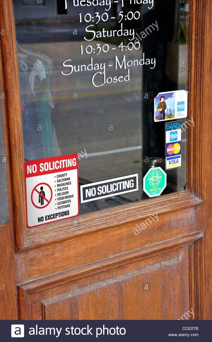 eSplanade No Soliciting Sign Decal Sticker Deters Solicitors Indoor & Outdoor Use Waterproof