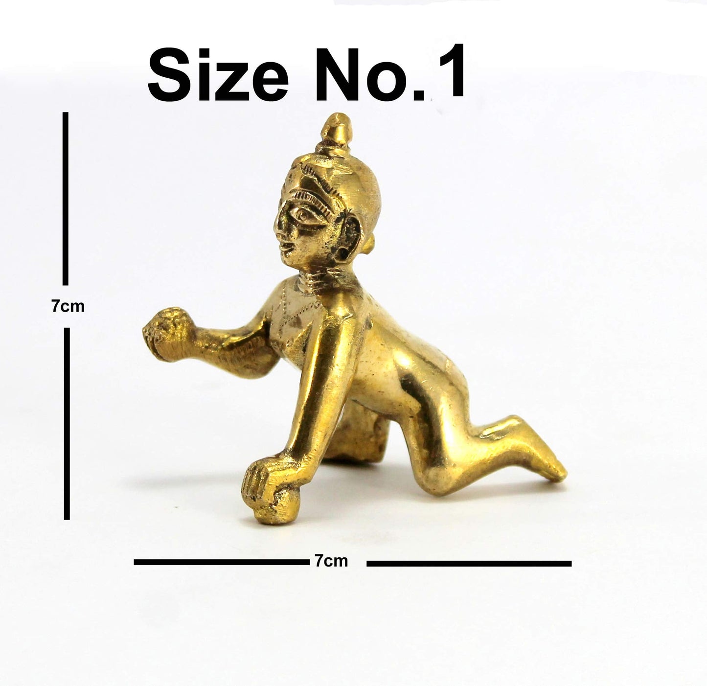 StonKraft Brass Krishna Laddoo Gopal Kanha Makhan Chor Statue Idol Murti Sculpture (Small Size)