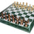 StonKraft Collectible Black Marble and Malachite Chess Board Set + Wooden Brass Combo Chess Pieces - Decorative Stone Chess - Home Decor