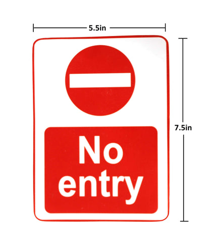 eSplanade No Entry Sign Red & White Sticker Decal - Easy to Mount Weather Resistant Long Lasting Ink (Size -7.5"x5.5")