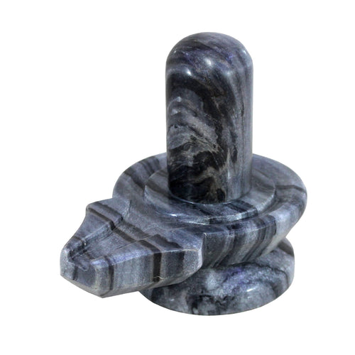 KLEO Baahubali Design Big Size Grey/Black Natural Stone Shiva Lingam Shiv Ling Idol Murti for Daily Pooja Purpose- 4.25, 5 inches