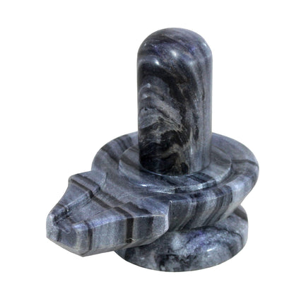 KLEO Baahubali Design Big Size (5.25") Grey/Black Natural Stone Shiva Lingam Shiv Ling Idol Murti for Daily Pooja Purpose