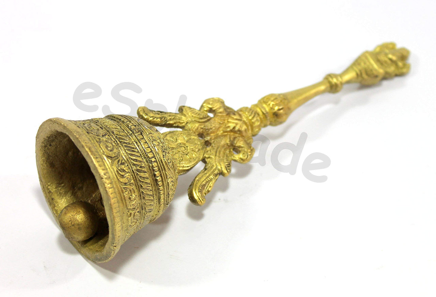 eSplanade - Ganesha 8" Premium Brass Pooja Puja Bell Ghanti, for Poojan Purpose, Spiritual Gift Item, made of 100% solid Brass | Pooja Praying Idol | Home Decor | Brass Decor.