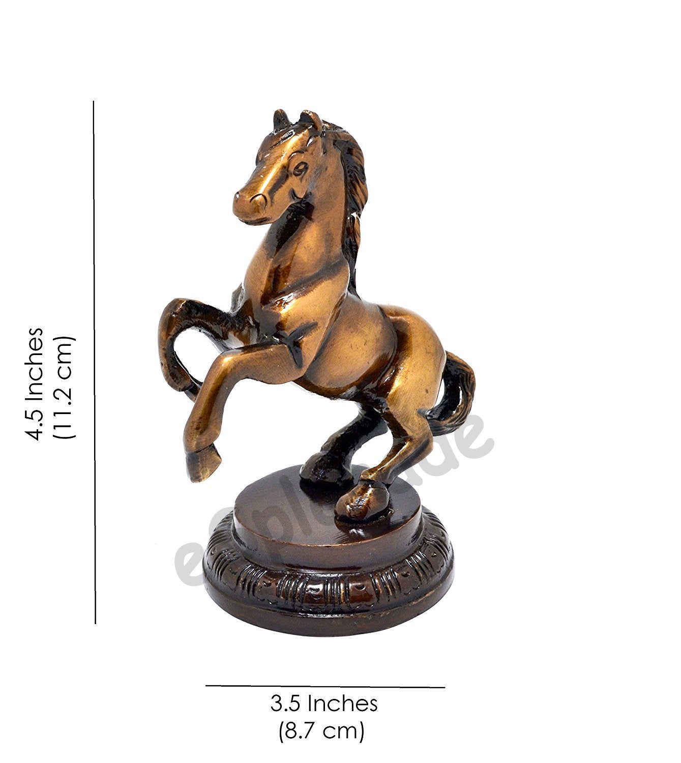 eSplanade Brass Standing Horse Rearing Horse Showpiece Centre Piece Figurine Sculpture - Decorative Items - Home Decor - Golden - 4.5" Inches