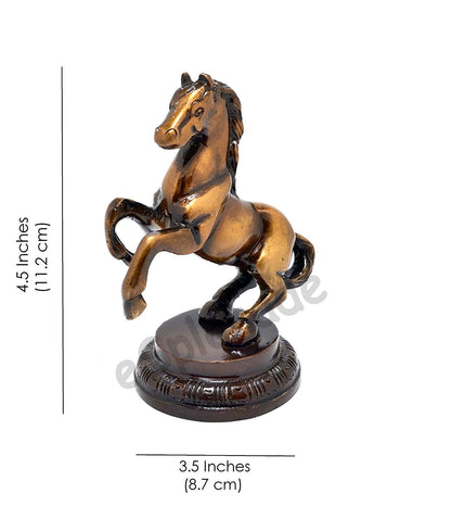 eSplanade Brass Standing Horse Rearing Horse Showpiece Centre Piece Figurine Sculpture - Decorative Items - Home Decor - Golden - 4.5" Inches