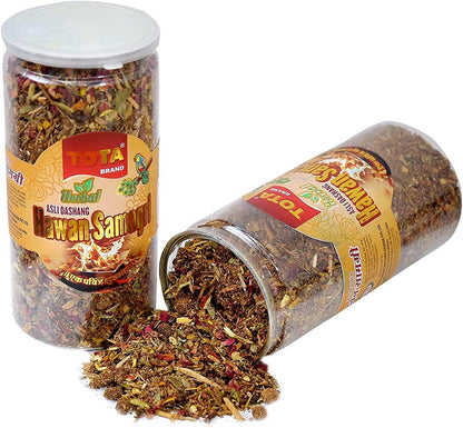 Tota Hawan Samagri for Pooja - 400gm Jar |100% Pure Havan Samagri Dhoop with 38 Type of Natural Herbs for Hawan kund, Durga Puja, Home Pooja, Yagya,Diwali and Other Occassions