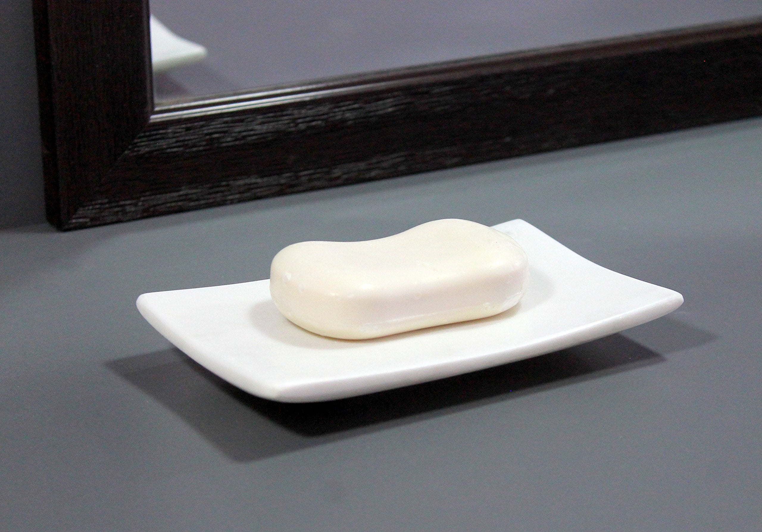 KLEO - White Marble Stone Soap Dish Bath Accessories for Bath, Tub or Wash Basin