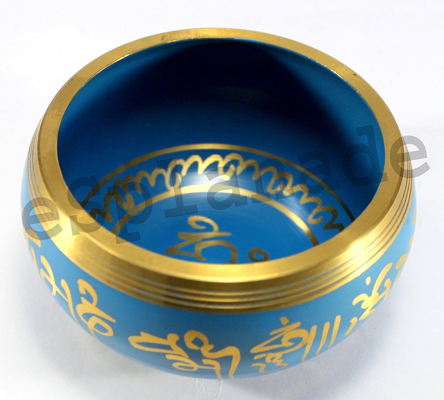 eSplanade - Singing Bowl Tibetan Buddhist Prayer Instrument with Striker Stick | OM Bell | OM Bowl | Meditation Bowl | Music Therapy (blue) 4,5,6 Inches