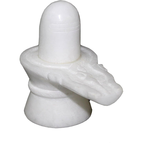 StonKraft Marble Shiva Lingam Shiv Ling Idol Murti Statue Adiyogi (White Lingam)