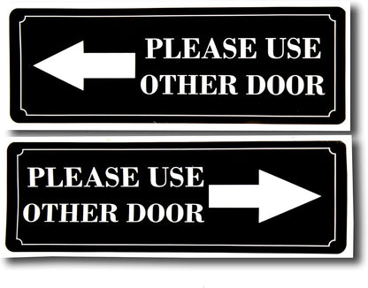 eSplanade PLEASE USE OTHER DOOR/Different Door Sign Sticker Decal - Easy to Mount Weather Resistant Long Lasting Ink Size (9" x 3")