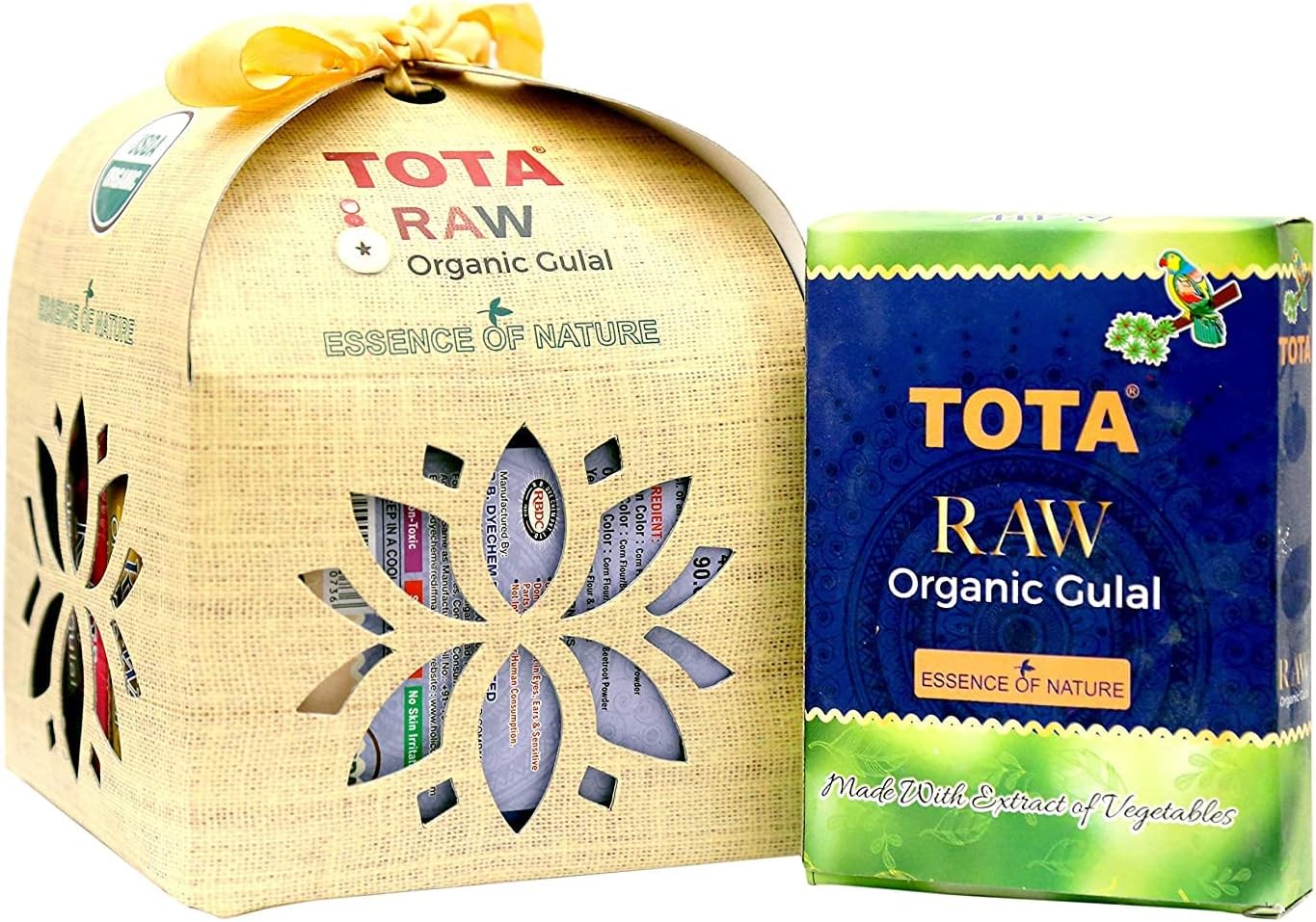 TOTA Raw Organic Baby Gender Reveal Color Powder Gift Box Pack of 4 - Green, Pink, Yellow, Orange (40gm Each)