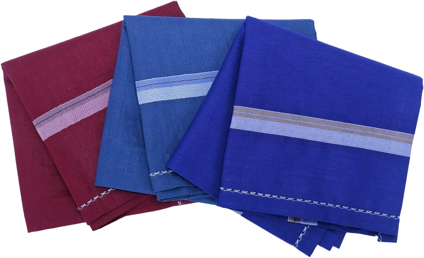 Royal Mart Premium Men's Handkerchief with Colored Stripes - Elevate Your Style for Any Occasion (Pack of 3, Dark)