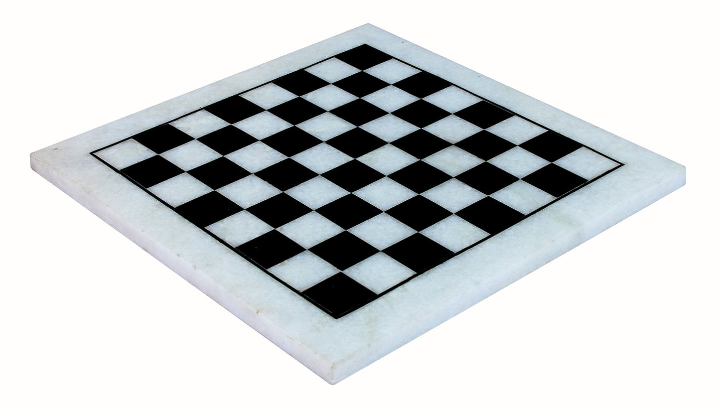 StonKraft Collectible White Natural Stone & Black Marble Chess Board without Pieces Pawns - Decorative Stone Chess - Home Decor - 12" Inches