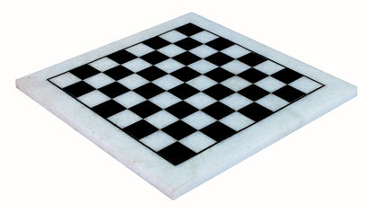 StonKraft Collectible White Natural Stone & Black Marble Chess Board without Pieces Pawns - Decorative Stone Chess - Home Decor - 12" Inches