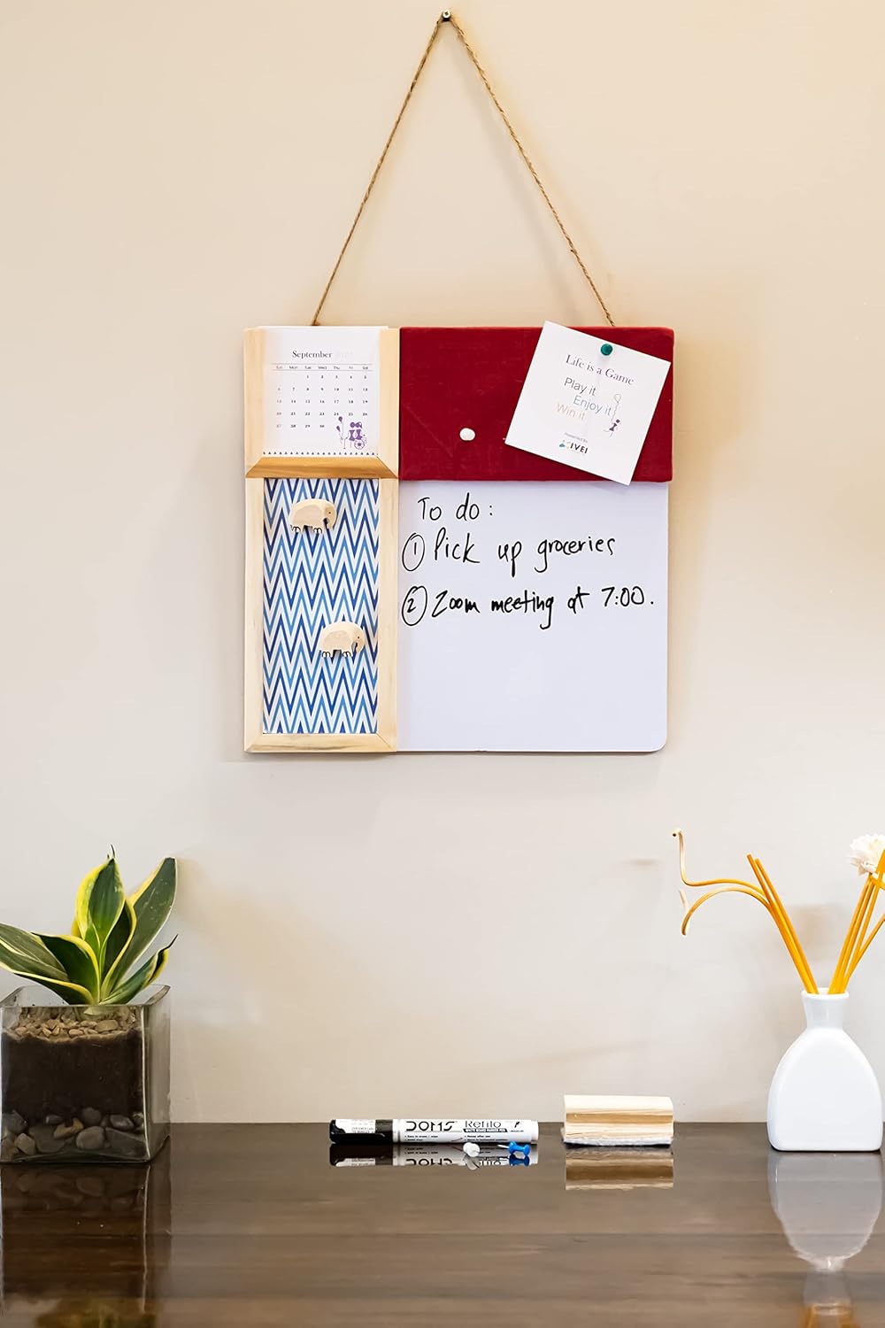 IVEI Combination Board with Magnet Board, Pin Board & Whiteboard - Innovative Organizer for Kids and Adults To-Do Boards – Best Gift for Home, Office, School (11.5 in x 11.5 in)