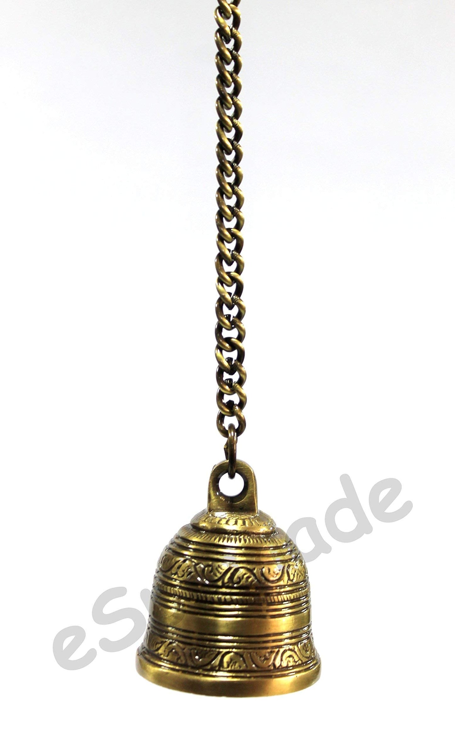 eSplanade - Ethnic Indian Handcrafted Brass Temple Bell with Chain | Brass Hanging Bell | Home Decor | Door Decor | Pooja Accessories