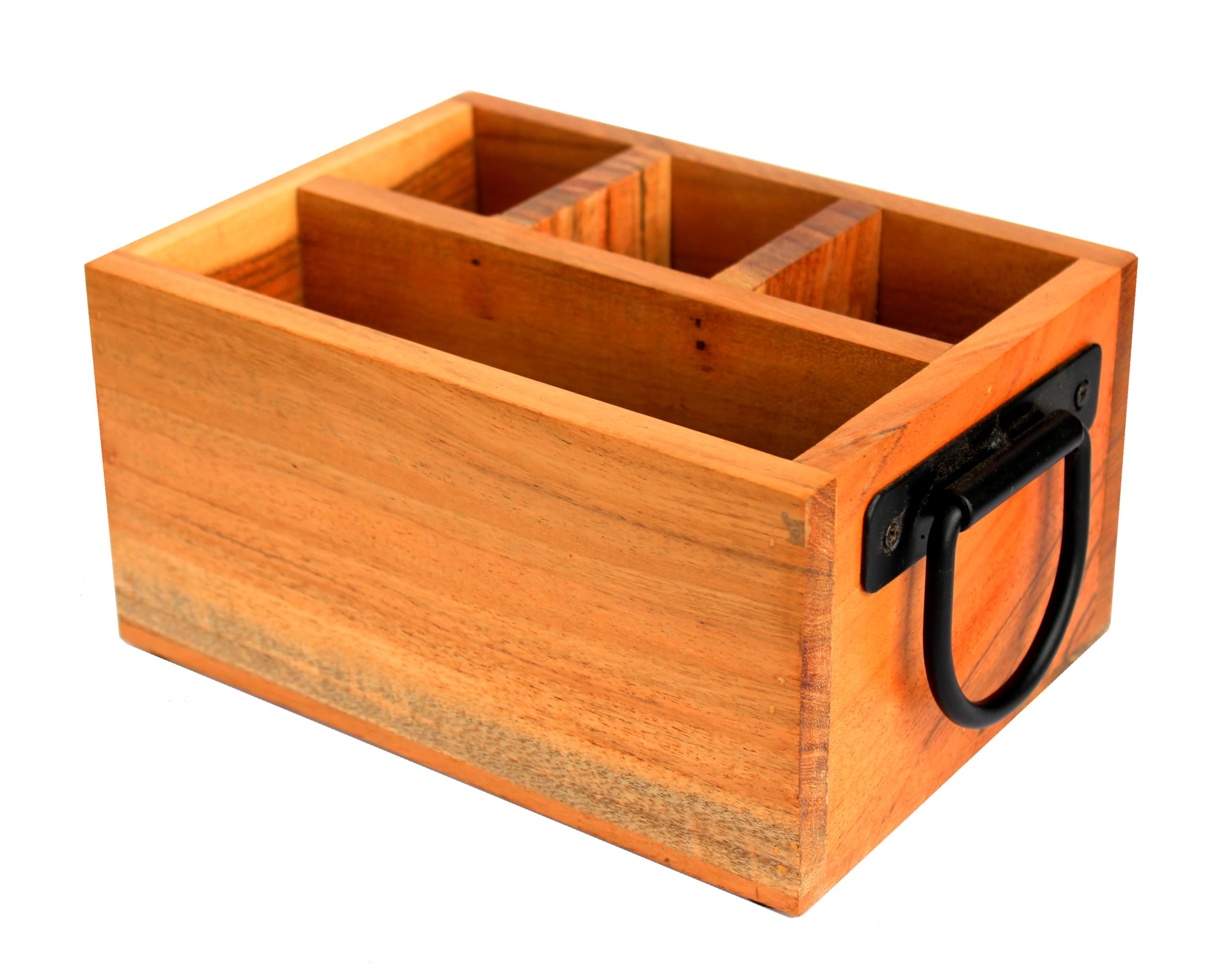 ESPLANADE Wooden Cutlery Stand Holder Caddy - Spoon Stand for Kitchen | Dining Table Chammach Stand | Multipurpose Stand for Forks, Pens, Knives | 8" Inches - Brown