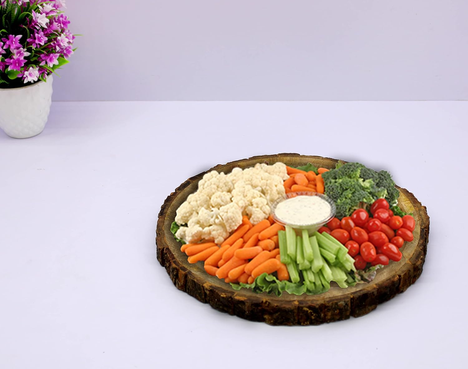 KLEO Serving Tray Platter Dish for Home and Kitchen Tableware Serveware - Wooden - 12" & 16" Diameter - Brown