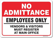 eSplanade No Admittance Sign, Employees Only Sign Sticker Decal - Easy to Mount Weather Resistant Long Lasting Ink (Size 10"x14")