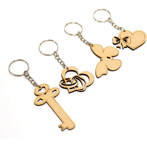 eSplanade DIY MDF Key Chains - Set of 20 | For DIY Activity - Decoupage - Art & Craft Supplies - Do It Yourself