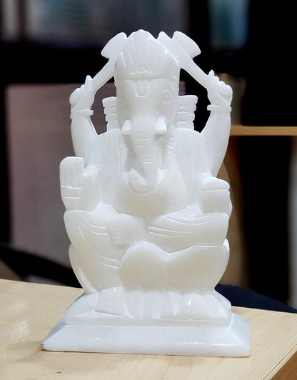 StonKraft White Marble Ganesha Ganpati Vinayaka Murti Idol Statue Sculpture (6")