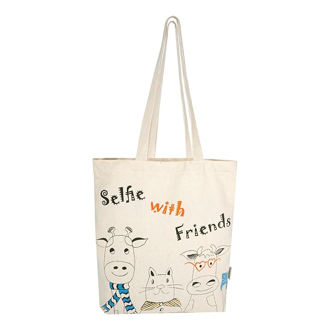 SKAPADORO, Canvas Zip Tote - 100% Cotton, Ecofriendly Printed Tote Bags For Travel, College & Beach, Shopping, Grocery, Easy to Wash Trendy Everyday Shoulder Bag