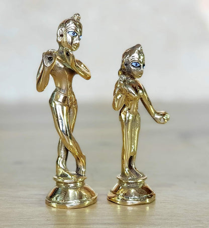 eSplanade - Brass - 4.25" - Pair of Brass Radha Kishan Krishna Murti Idol Statue Sculpture