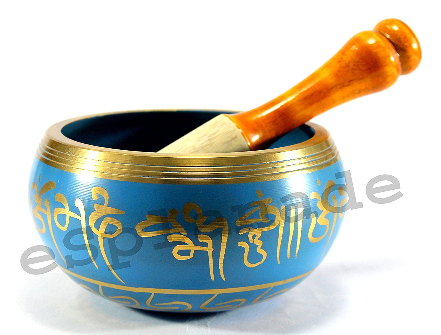 eSplanade - Singing Bowl Tibetan Buddhist Prayer Instrument with Striker Stick | OM Bell | OM Bowl | Meditation Bowl | Music Therapy (blue) 4,5,6 Inches