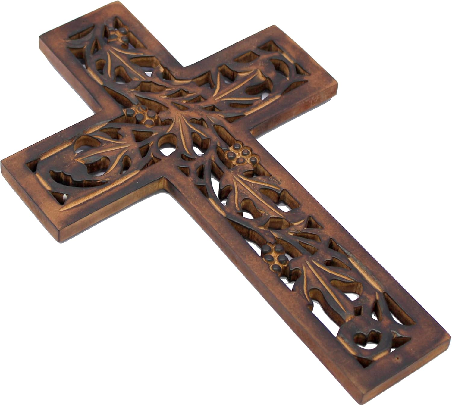 eSplanade Jesus Christ Cross Catholic Wooden Crucifix for Wall, Church Chapel | Home Decor | Wood - 12.25" Inches - Brown