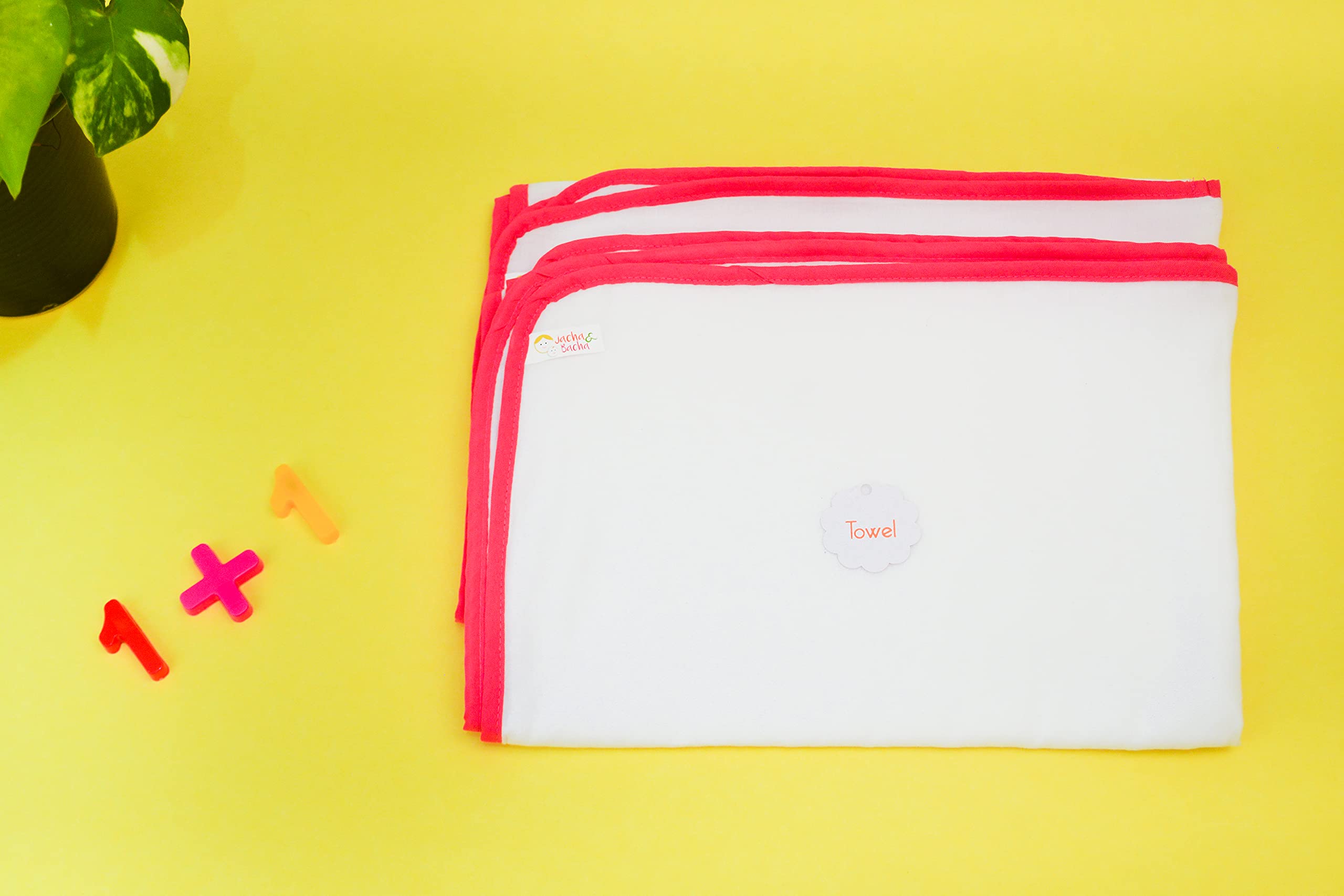 Jacha & Bacha Pure Soft Cotton Dhoti Towels for Babies/Kids Set of 2 Towels-Yellow (Blue) | Light Weight Towels for Kids | Travel Friendly Bath Towels for Children