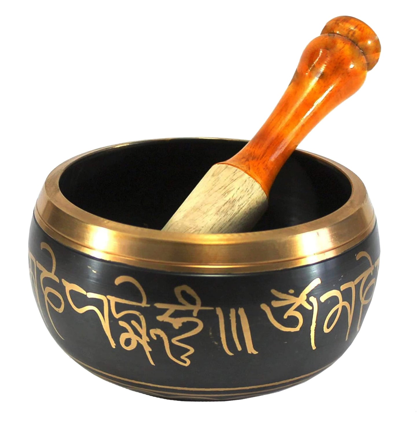 eSplanade - Tibetan Buddhist Singing Bowl Prayer Instrument with Striker Stick | OM Bell | Om Bowl | Meditation Bowl | Music Therapy (Black) 4,5,6 Inches