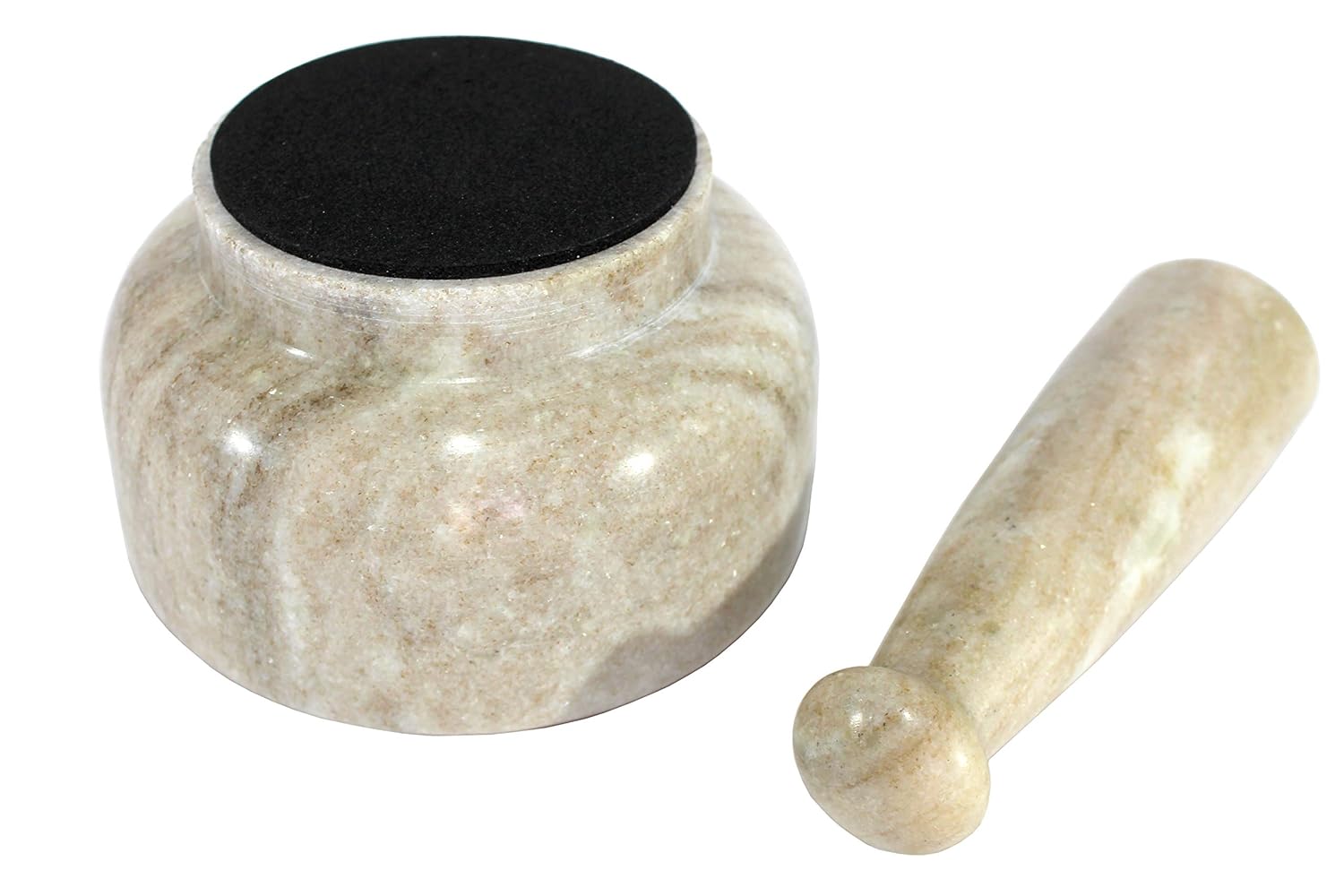 KLEO Marble Stone Mortar and Pestle Set as Okhli Musal Kharad Khallad Spice, Medicine Grinder Masher - 2.5" & 5" Diameter Natural (Beige)