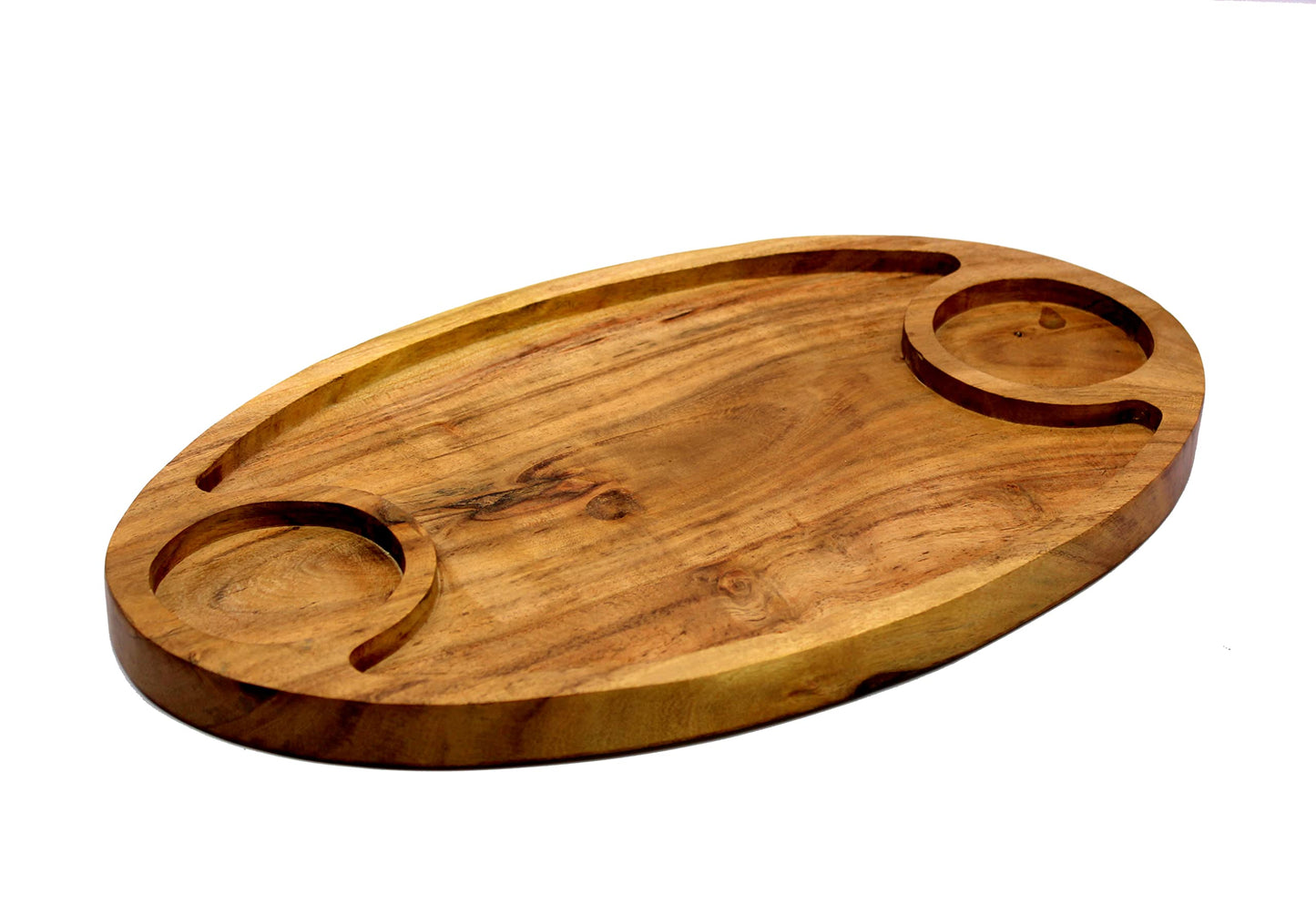 eSplanade Wooden Serving Tray Platter Tableware Serveware | Brown - 15" Inches