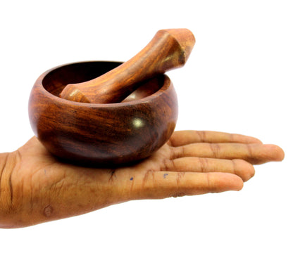 KLEO Wooden Mortar and Pestle Set as Spices, Medicine Grinder Masher - Okhli and Musal - 3" Inches