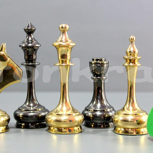 StonKraft Brass Chess Pieces Chess Coins Pawns Chessmen (Gold, 3.75