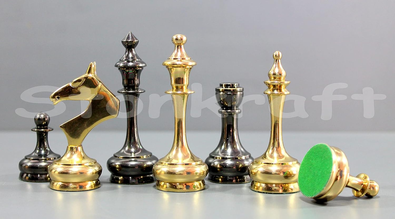 StonKraft Brass Chess Pieces Chess Coins Pawns Chessmen (Gold, 3.75" Latest)
