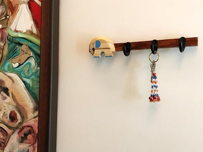 ESPLANADE Wooden Key Holder Mandala Print - Stylish Wooden Hook Holder for Clothes & Bags - Key/Jewellery Organizer Wall Hooks - Wall Mounted Unique Mandala Key Holder for Home Decor/Office Décor