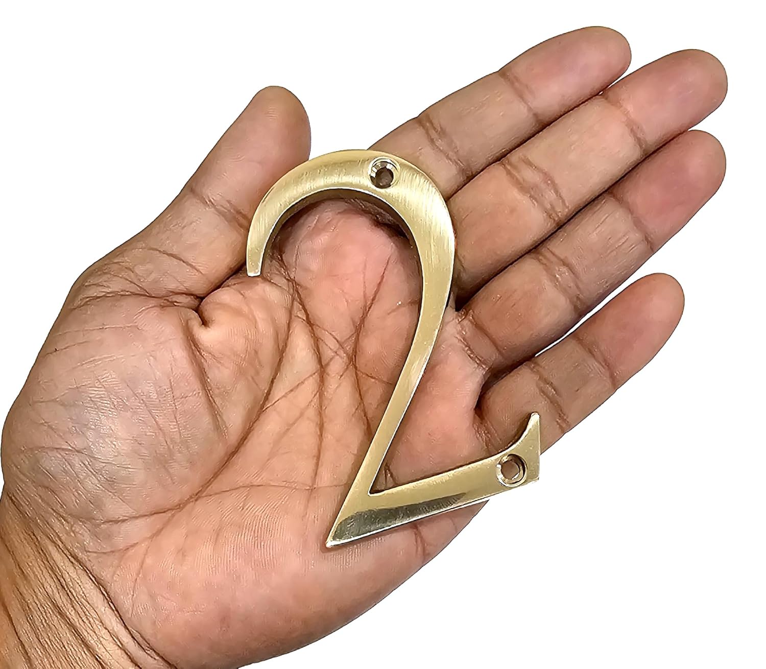 eSplanade 3" Brass House Hotel Door Number Plaque – Numeric Numerical Digit Sign for Home Office Hotel Guest House – Polished Brass Finish with Screws