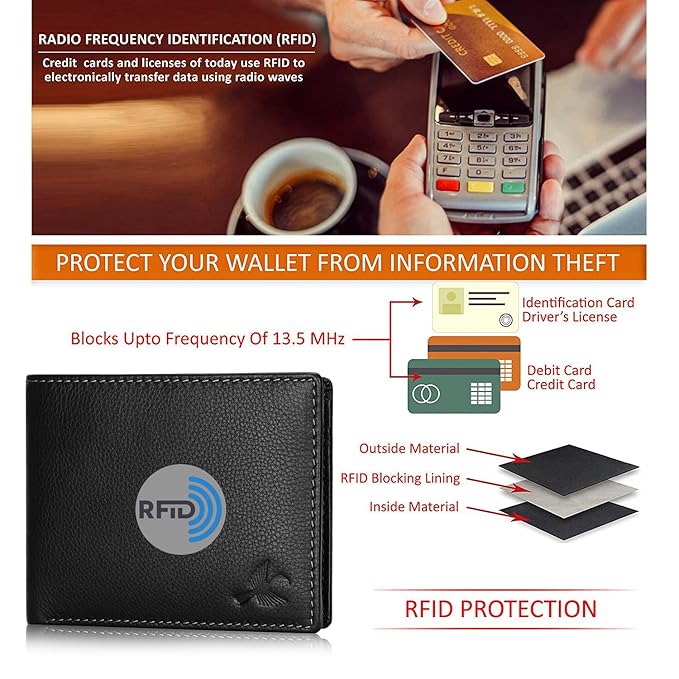 HORNBULL Men's Stylist Black Genuine Leather Wallet with RFID Protection | Branded Gift Wallet for Men
