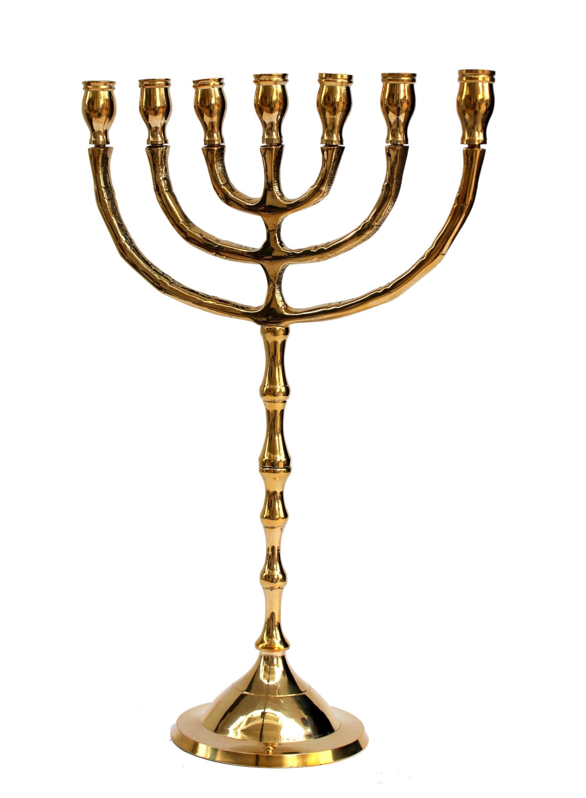 eSplanade Pure Brass Menorah 7 Branched Candle Holder | Table Centerpiece & Jewish 7 Branch Candlestick Candle Holder for Home Decor,Wedding,Church,Diwali Decoration and Gifting