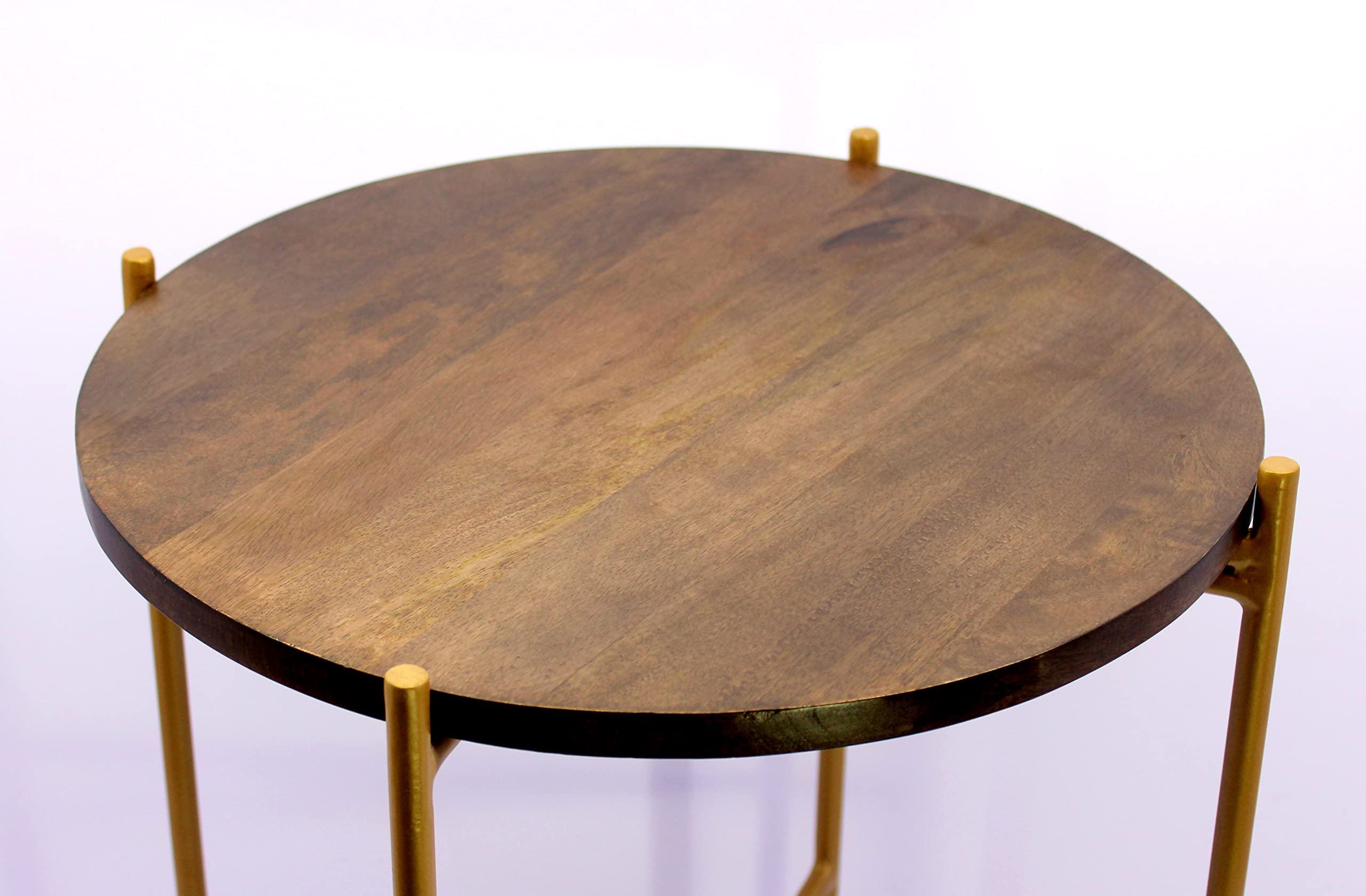 eSplanade Round Corner Table Stand Coffee Table for Living Room - Wood - 21" Inches Height - Brown