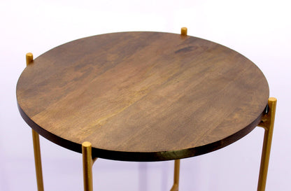 eSplanade Round Corner Table Stand Coffee Table for Living Room - Wood - 21" Inches Height - Brown