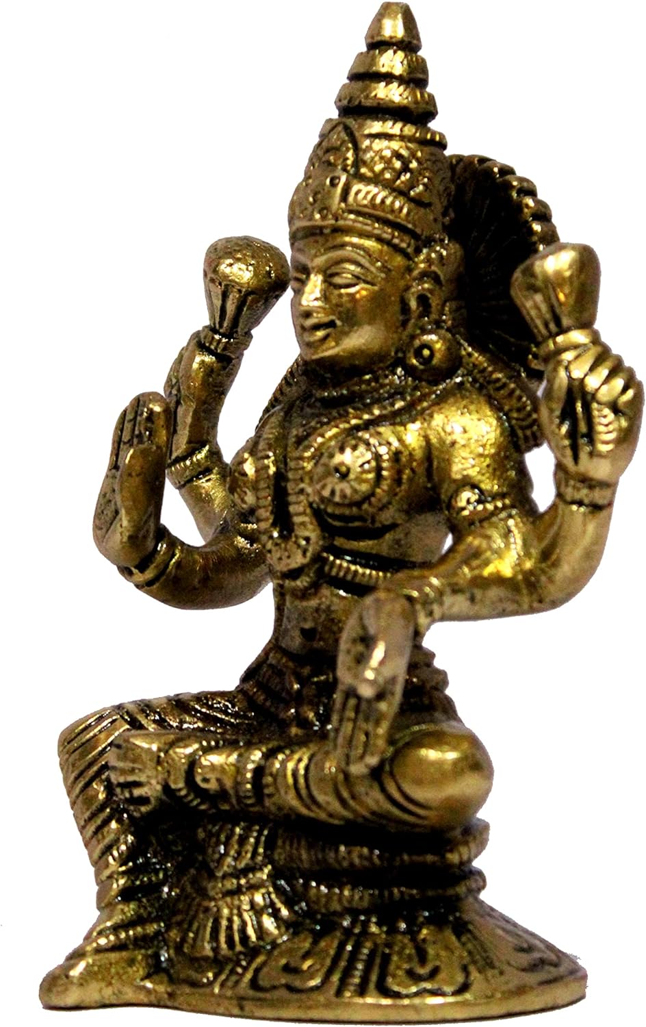 eSplanade Brass Laxmi Lakshmi Goddess Murti Idol Statue Figurine Sculpture - Pooja Idols - Home Decor - Golden - 4.75" Inches