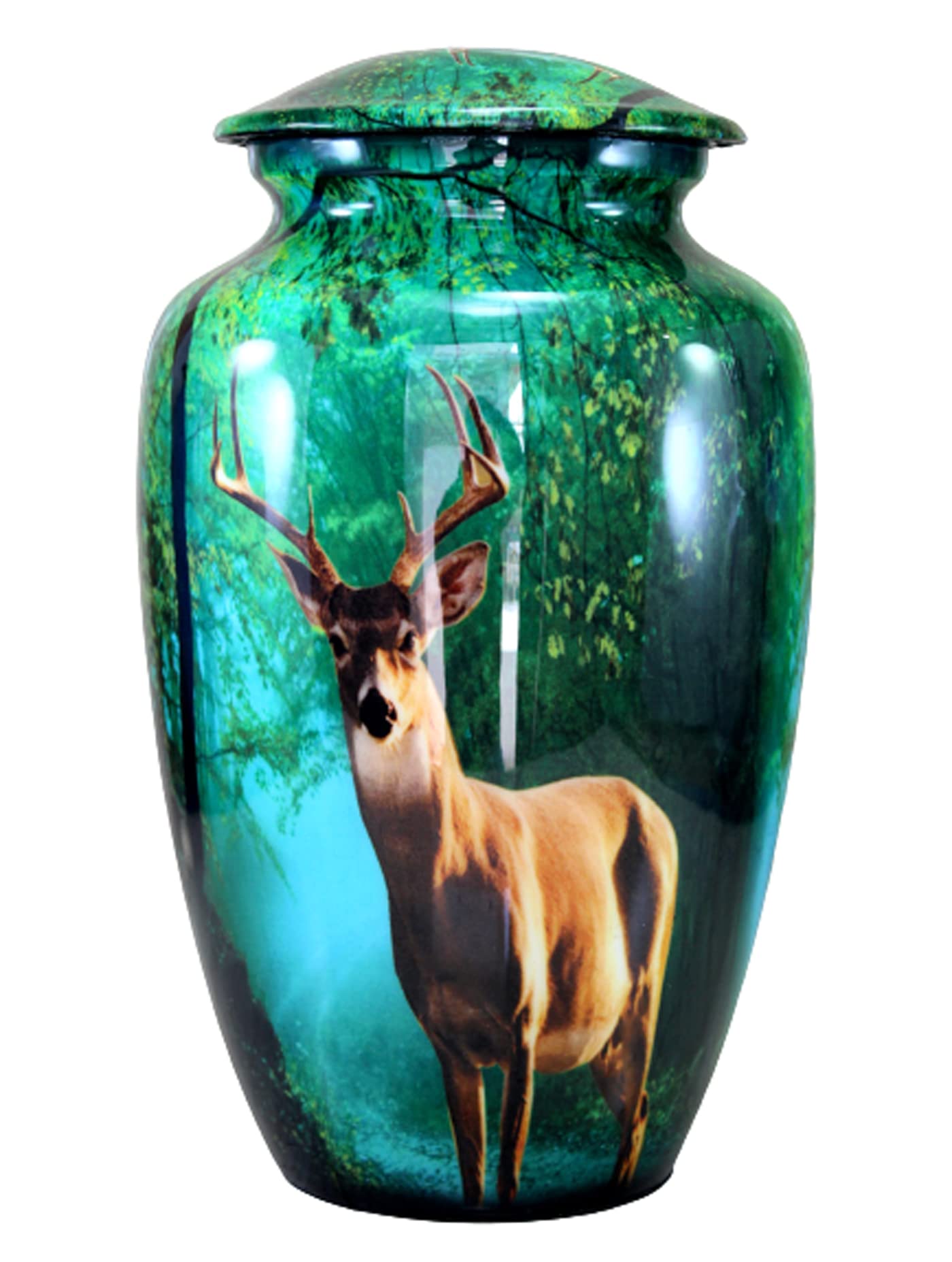 eSplanade Metal Cremation Urn Memorial Jar Pot Container | Full Size Printed Urn for Funeral Ashes Burial | Metal Urns | (Multicolor) - 10" Inches