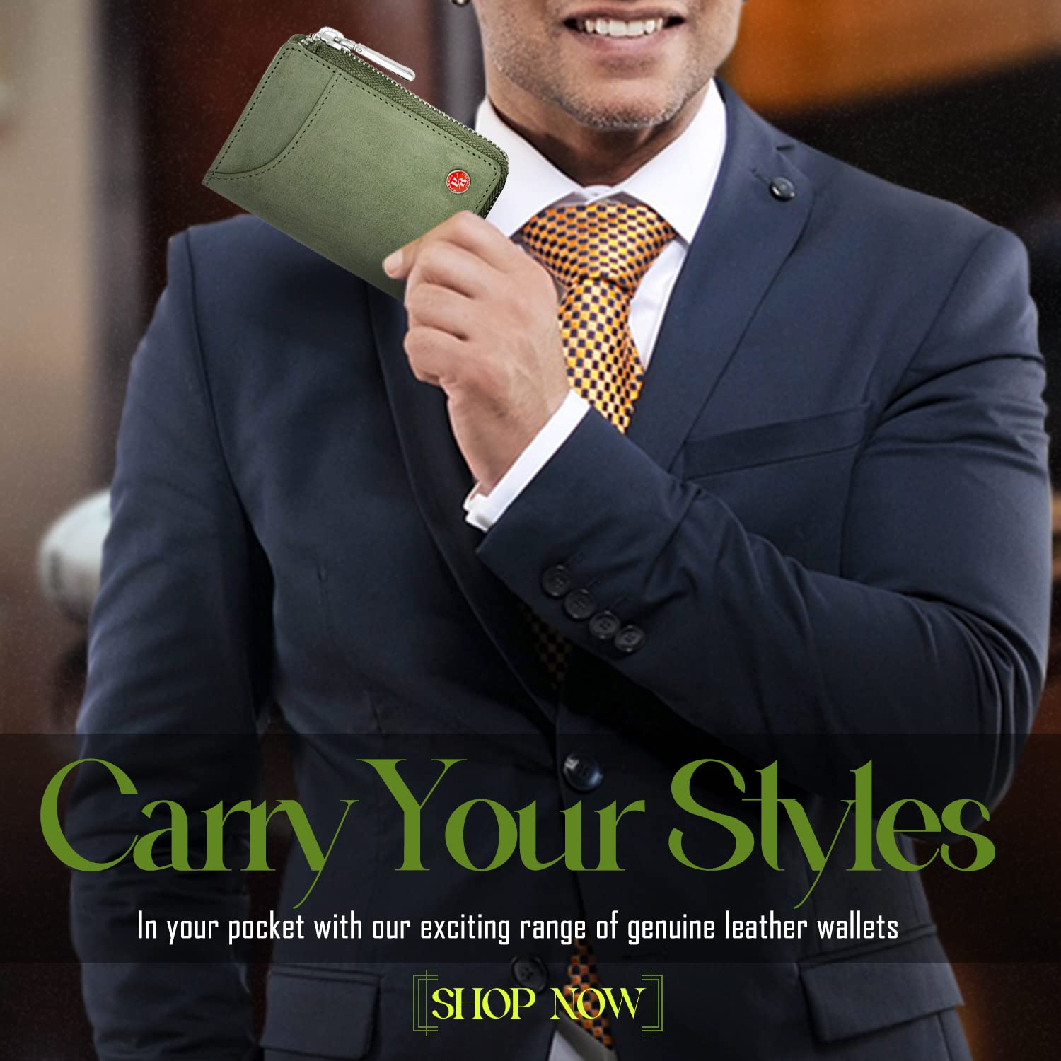 HORNBULL Fleming Green RFID Blocking Leather Wallet for Men | Vertical Credit Debit Card Holder