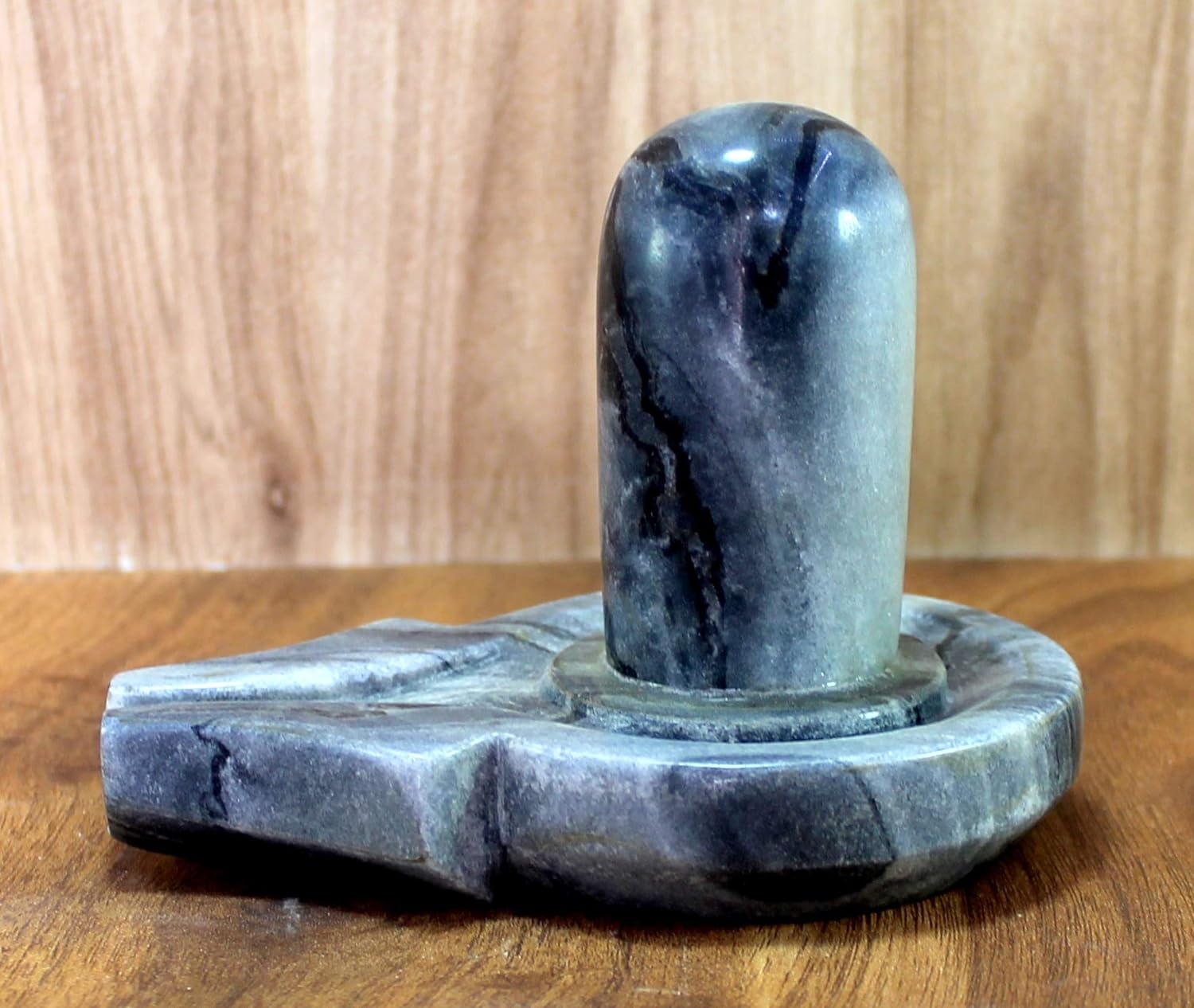 KLEO Baahubali Design Big Size Grey/Black Natural Stone Shiva Lingam Shiv Ling Idol Murti for Daily Pooja Purpose- 4.25, 5 inches