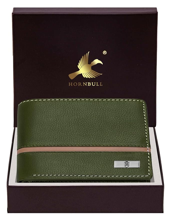 HORNBULL Denial Olive Leather Wallet for Men | Wallets Men with RFID Blocking | Mens Wallet Leather