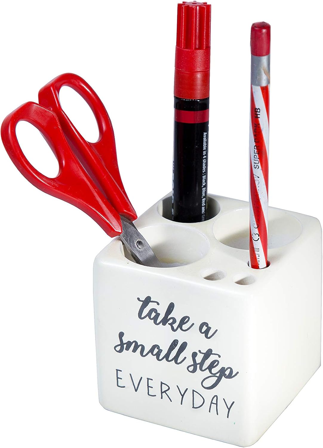 IVEI Sleek Pine Wood Rectangular Pen Stand for Father - Pen/Pencil Holder - Minimalistic Office Desk Organizer with Quote - Wooden Stationery Holder for Office and Study Table - Unique Budget Gifts